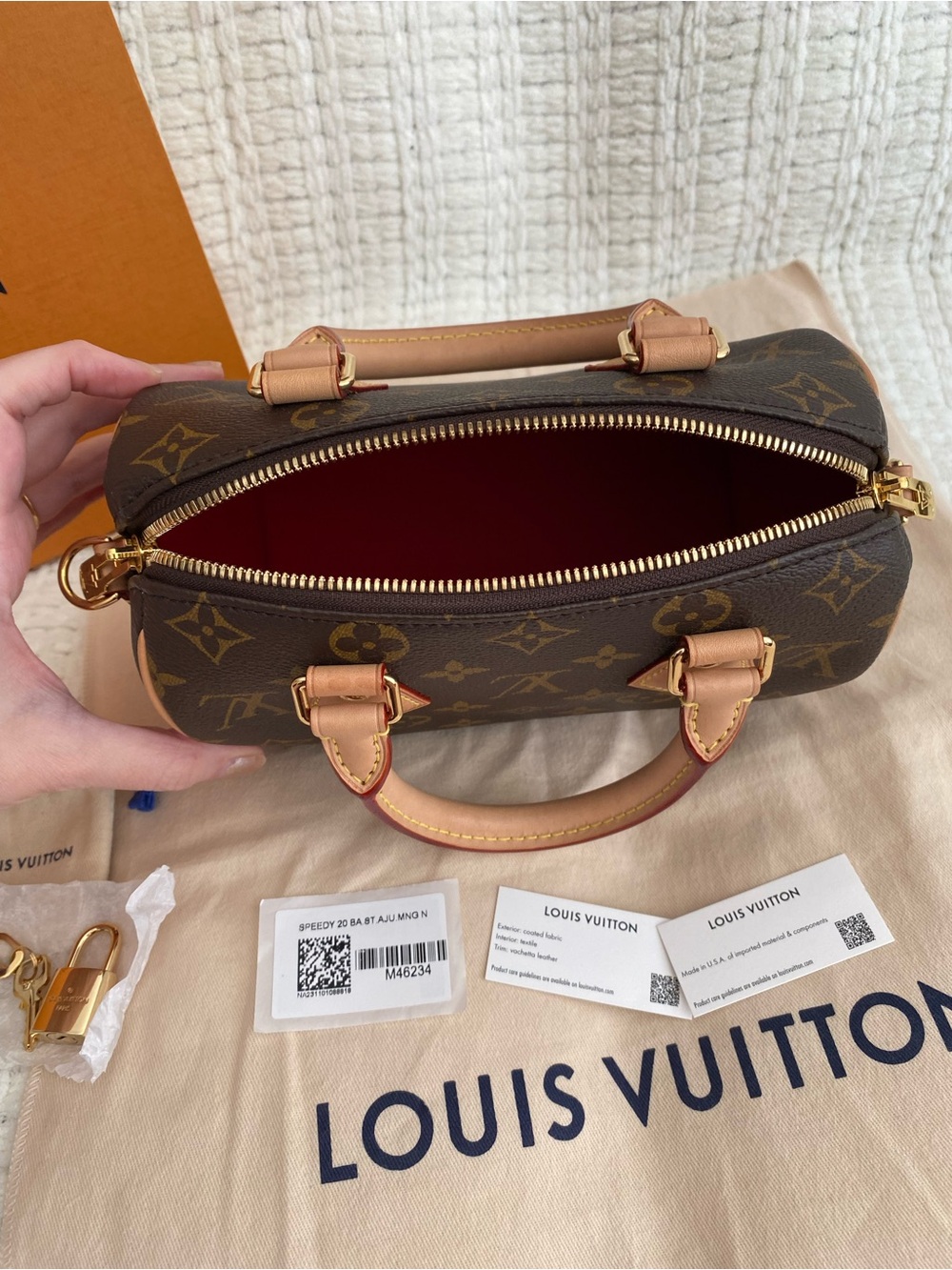 Louis Vuitton Speedy 20 Monogram Canvas Crossbody Bag Vachetta Strap Insert Box - Picture 8 of 16
